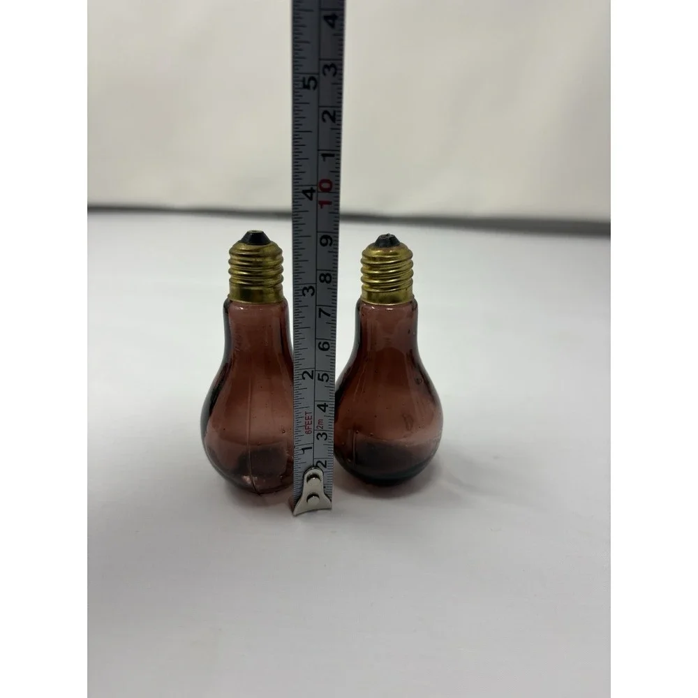 Vintage 1960s Purple Blown Glass Light Bulb Salt & Pepper Shakers Retro MCM Rare